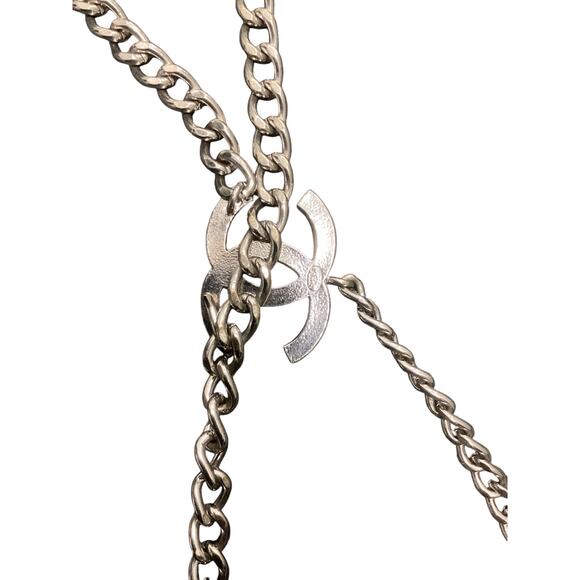 Gorgeous Rare VTG Chanel Chain Necklace/ Adjustable Belt XS - L Silver Tone CC’s - Picture 7 of 8